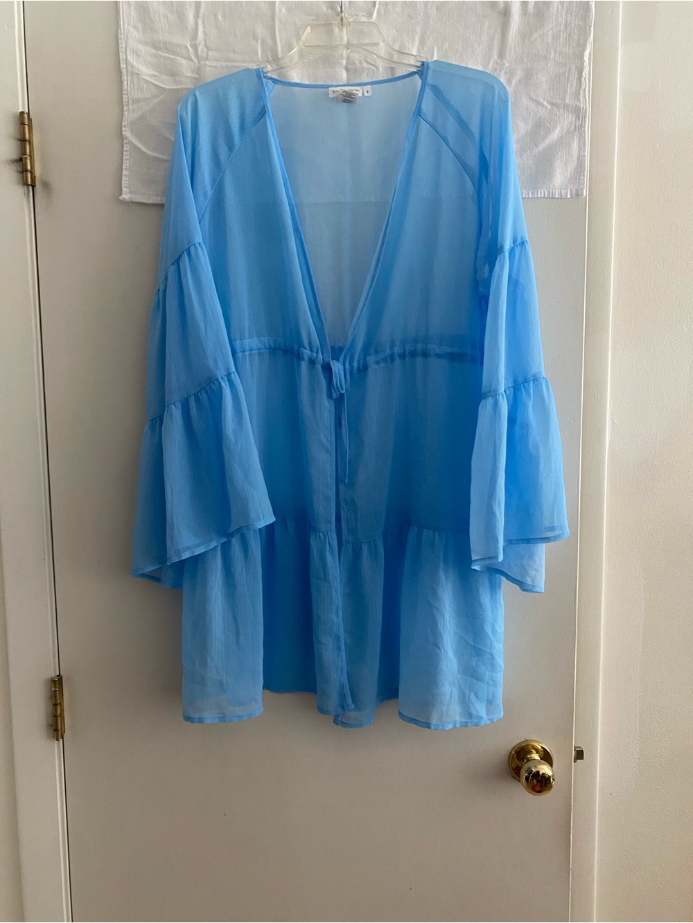 Blue Rod Beattie Sheer Layered Bell-Sleeve Cover-Up - Light Blue